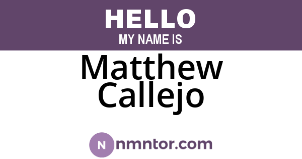 Matthew Callejo