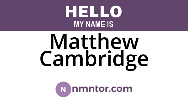 Matthew Cambridge