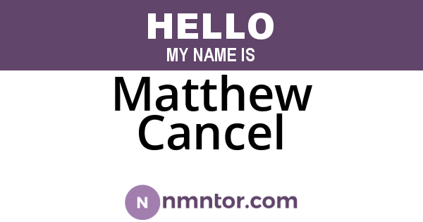 Matthew Cancel