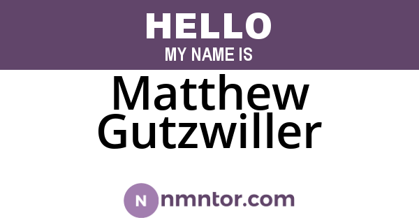 Matthew Gutzwiller