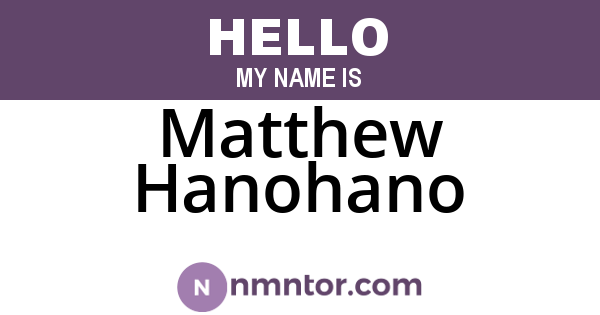 Matthew Hanohano