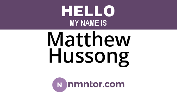 Matthew Hussong