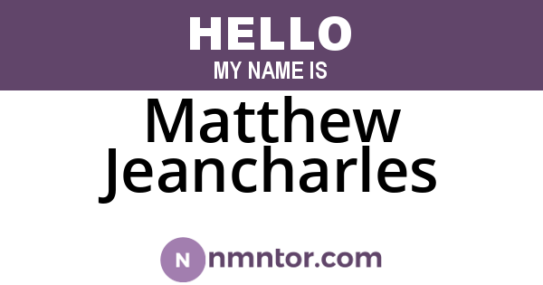 Matthew Jeancharles