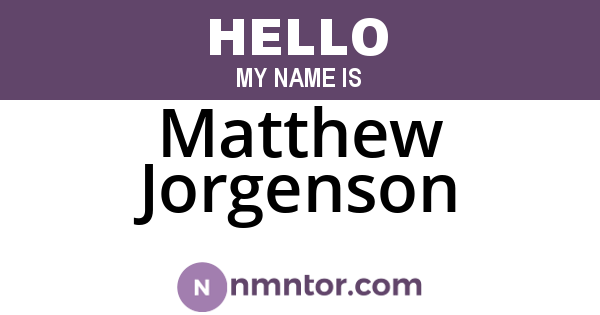Matthew Jorgenson