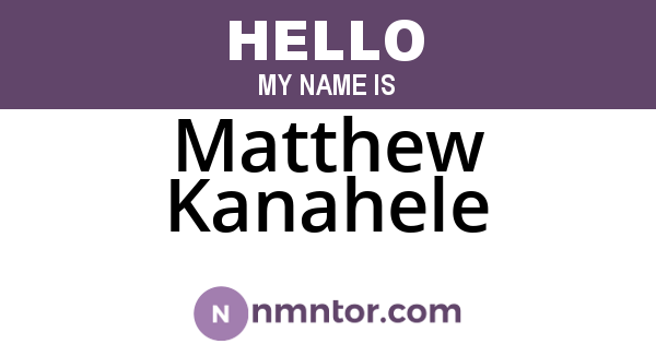 Matthew Kanahele