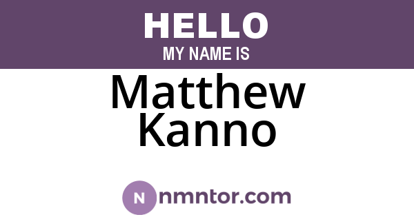 Matthew Kanno