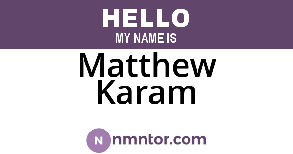 Matthew Karam