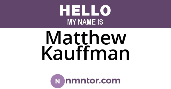 Matthew Kauffman