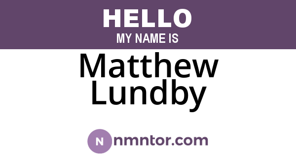 Matthew Lundby