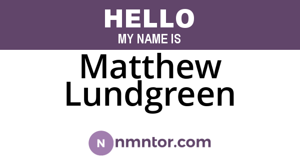 Matthew Lundgreen