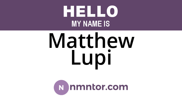 Matthew Lupi
