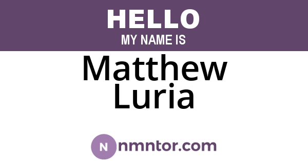 Matthew Luria