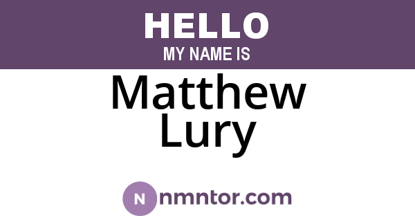 Matthew Lury