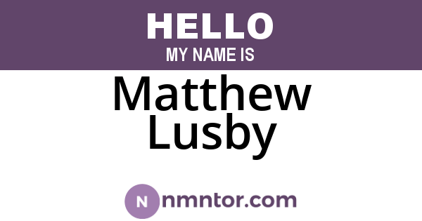 Matthew Lusby