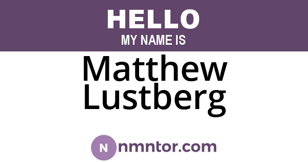 Matthew Lustberg