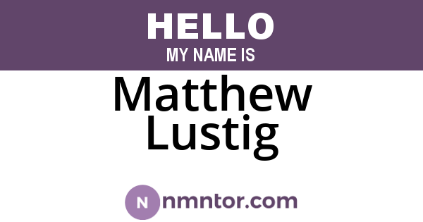 Matthew Lustig