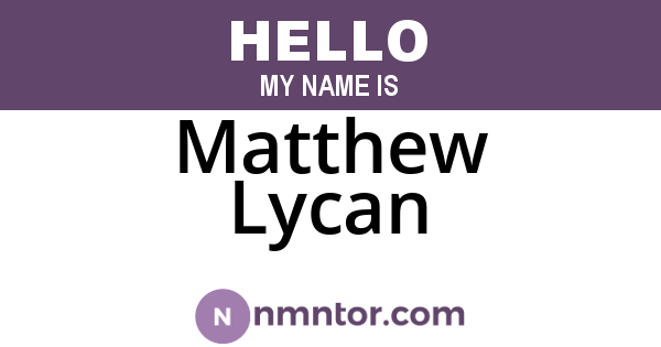 Matthew Lycan