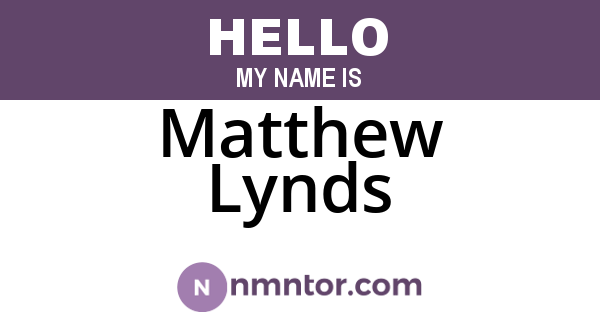 Matthew Lynds