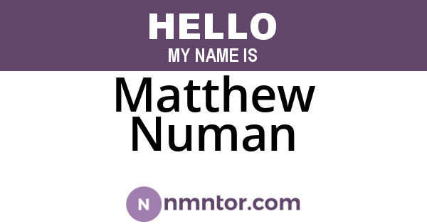 Matthew Numan