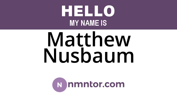 Matthew Nusbaum