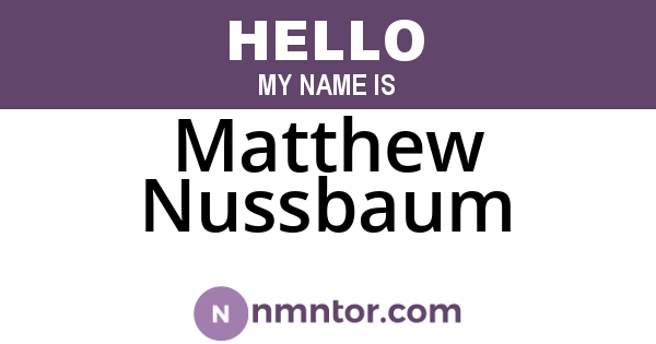 Matthew Nussbaum