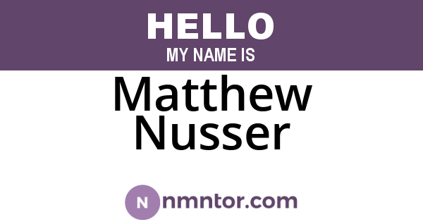 Matthew Nusser