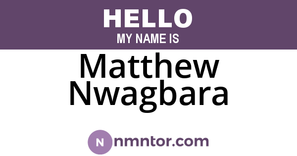 Matthew Nwagbara