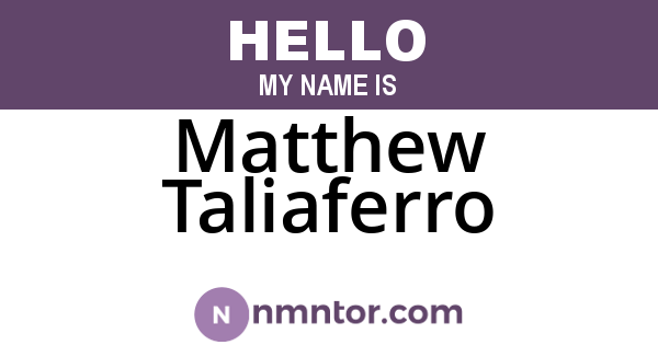 Matthew Taliaferro