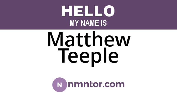 Matthew Teeple
