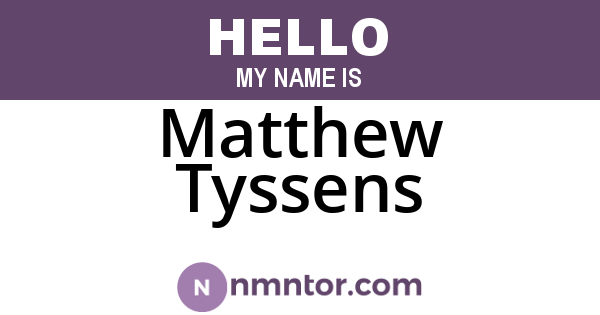 Matthew Tyssens