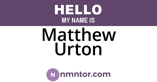 Matthew Urton