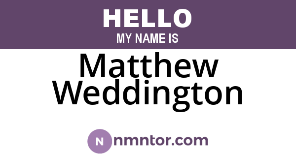 Matthew Weddington