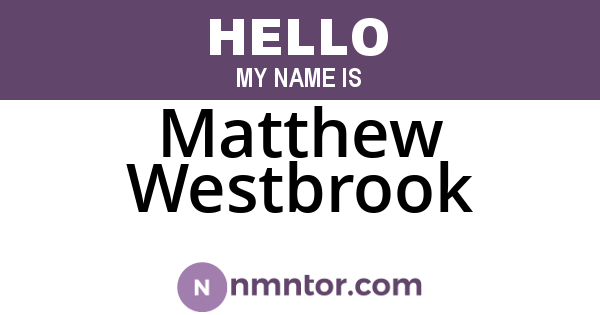 Matthew Westbrook