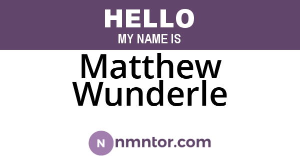 Matthew Wunderle