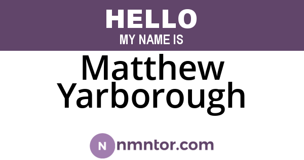 Matthew Yarborough
