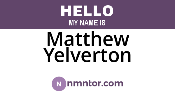 Matthew Yelverton