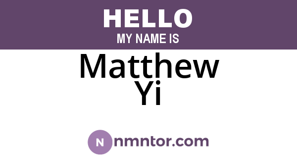 Matthew Yi