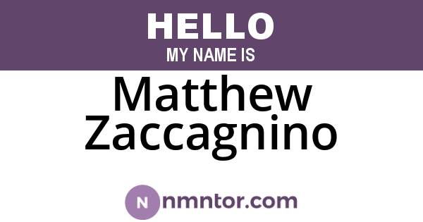 Matthew Zaccagnino