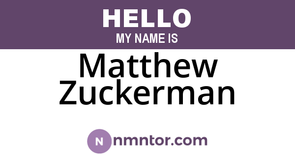 Matthew Zuckerman