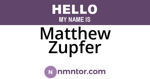 Matthew Zupfer