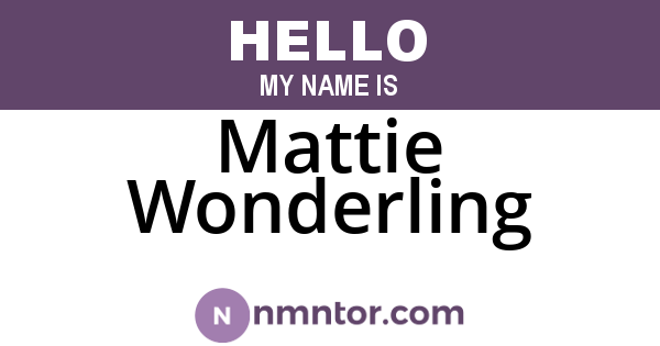 Mattie Wonderling