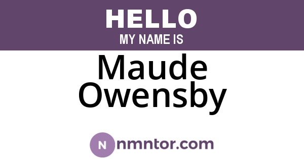Maude Owensby