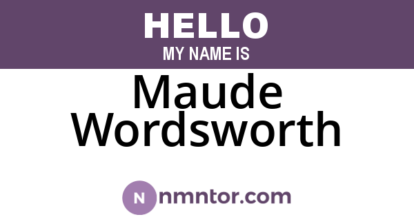 Maude Wordsworth