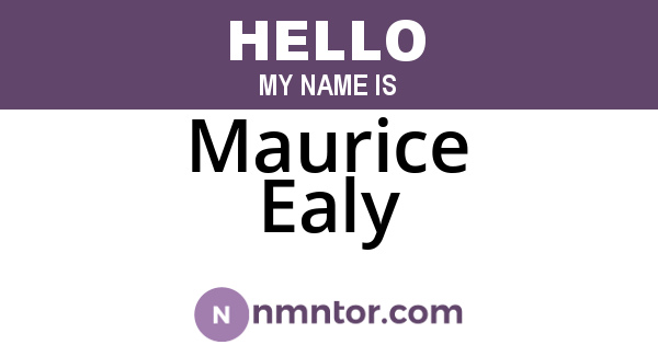 Maurice Ealy