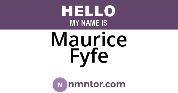 Maurice Fyfe