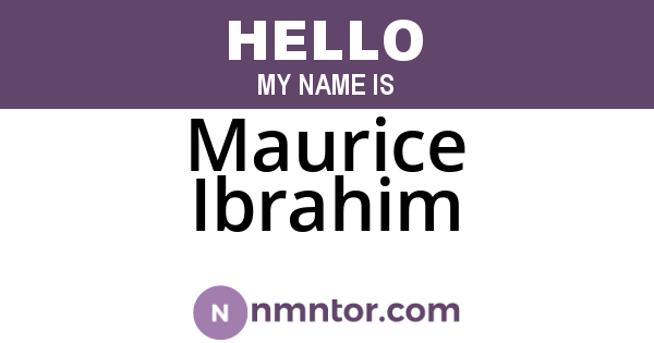 Maurice Ibrahim