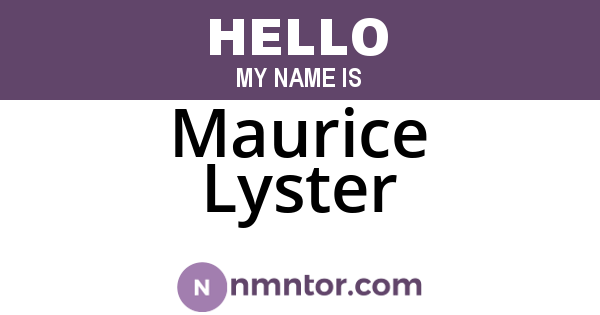 Maurice Lyster