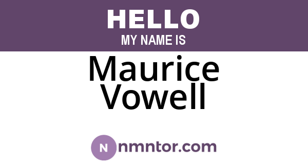 Maurice Vowell