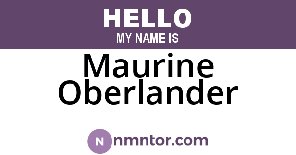 Maurine Oberlander