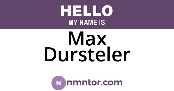 Max Dursteler